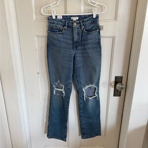 NWT Good American Good Vintage straight leg distressed jean size 25/0
